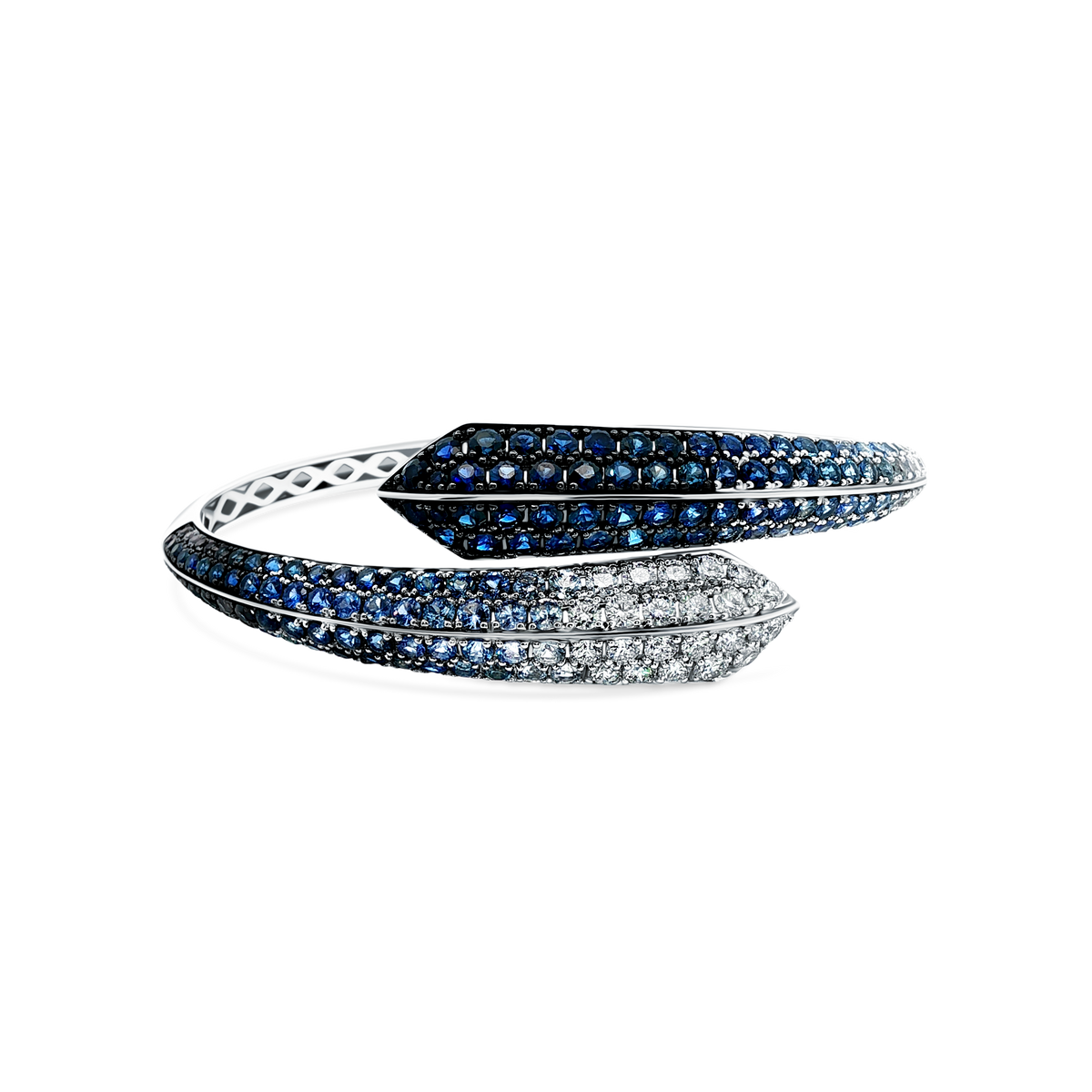 18k White Gold Diamond and Sapphire Cuff Bracelet — photo 1 of 1
