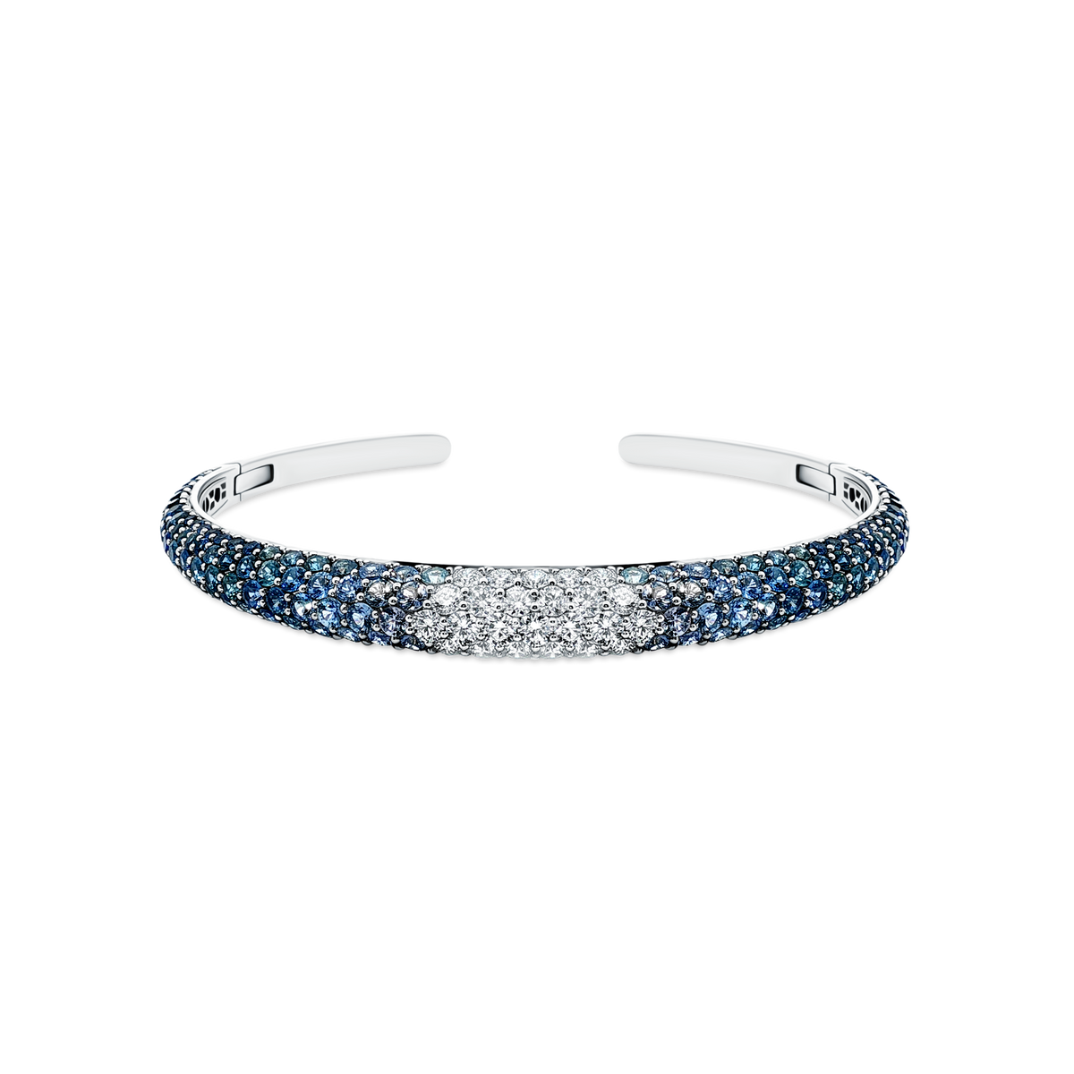 18k White Gold Diamond and Sapphire Cuff Bracelet — photo 1 of 2