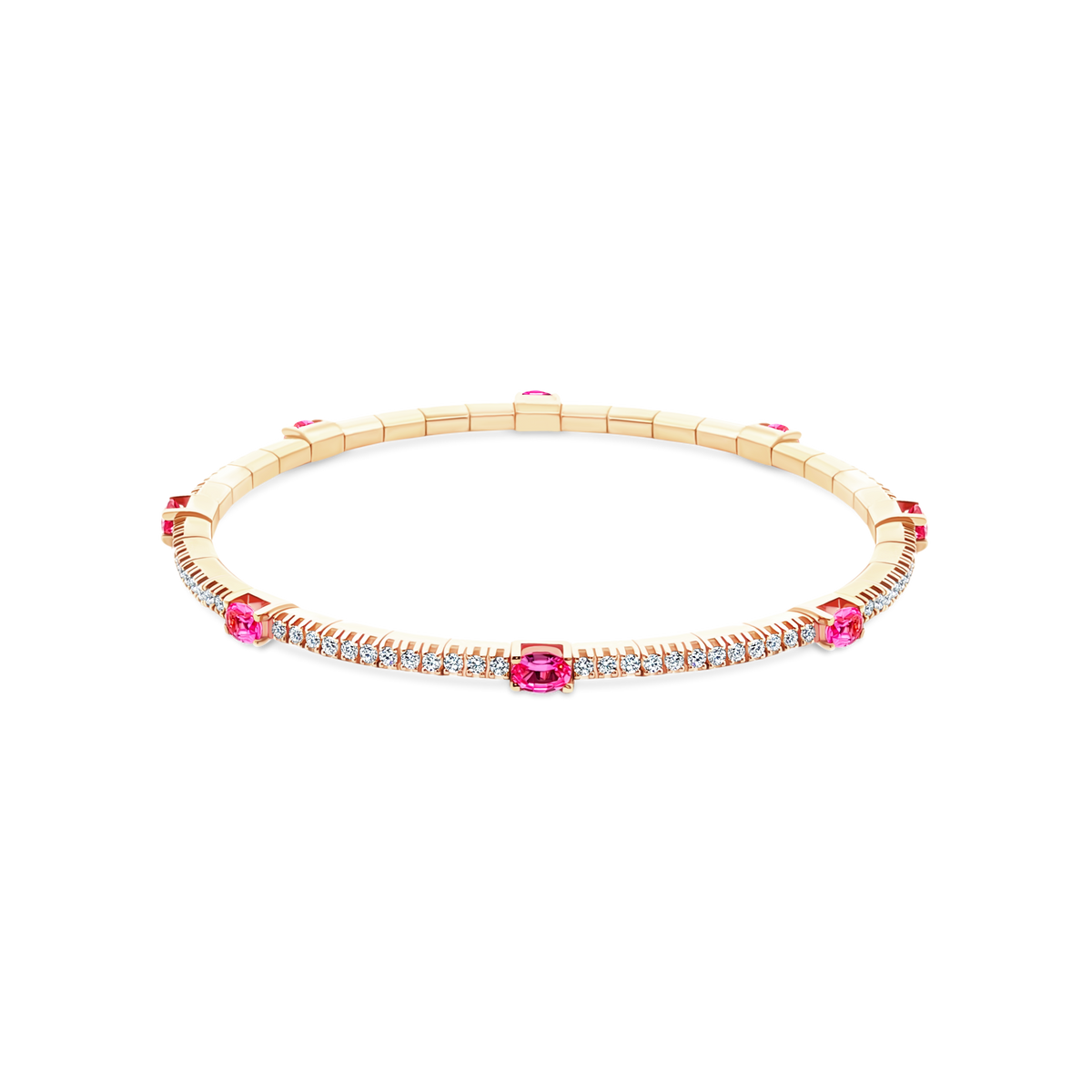 18k Rose Gold Diamond and Pink Sapphire Stretch Bracelet — photo 1 of 1