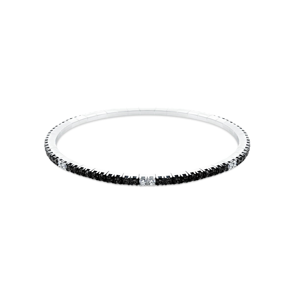 18k White Gold Black and White Diamond Stretch Bracelet — photo 1 of 1