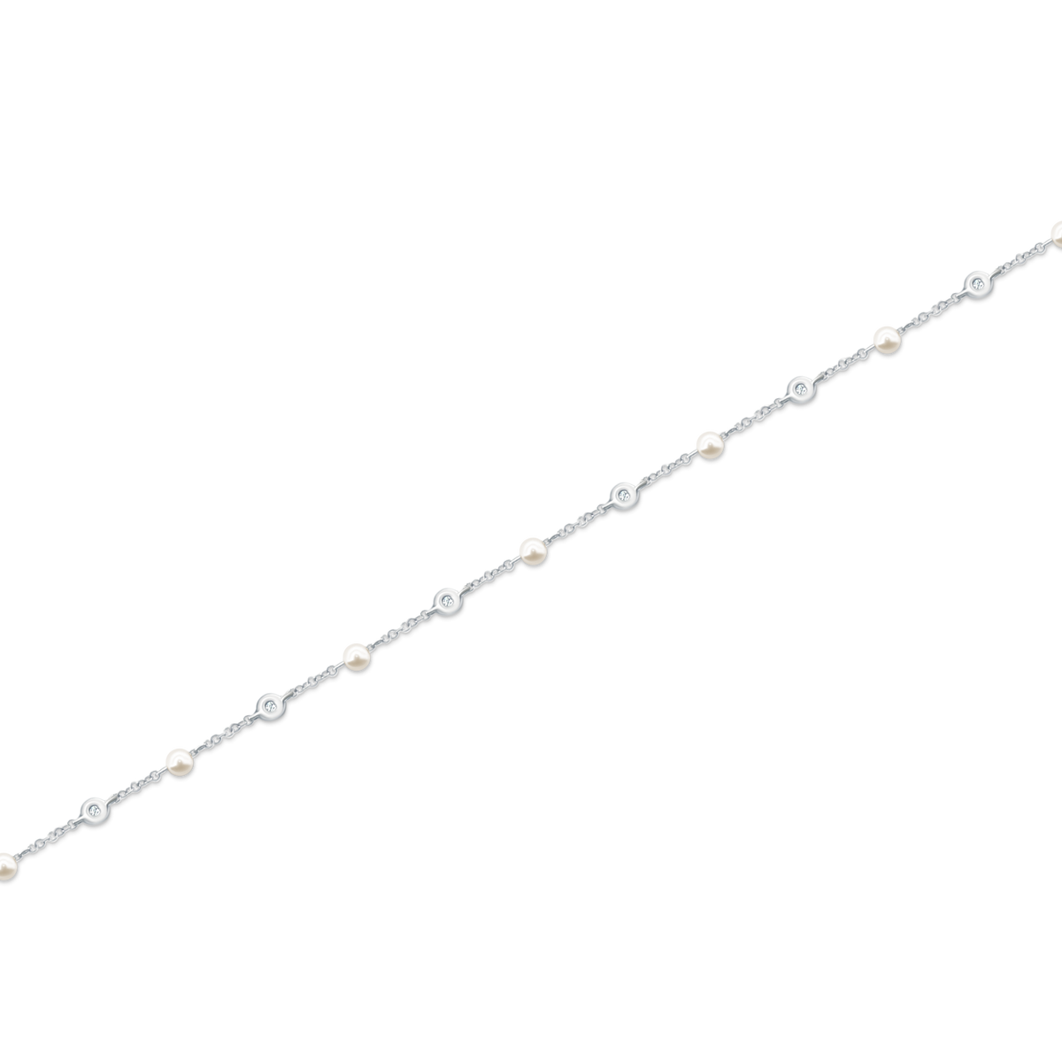 14k White Gold Diamond and Pearl Bracelet — photo 1 of 2