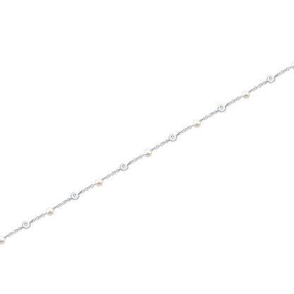 14k White Gold Diamond and Pearl Bracelet — photo 1 of 2
