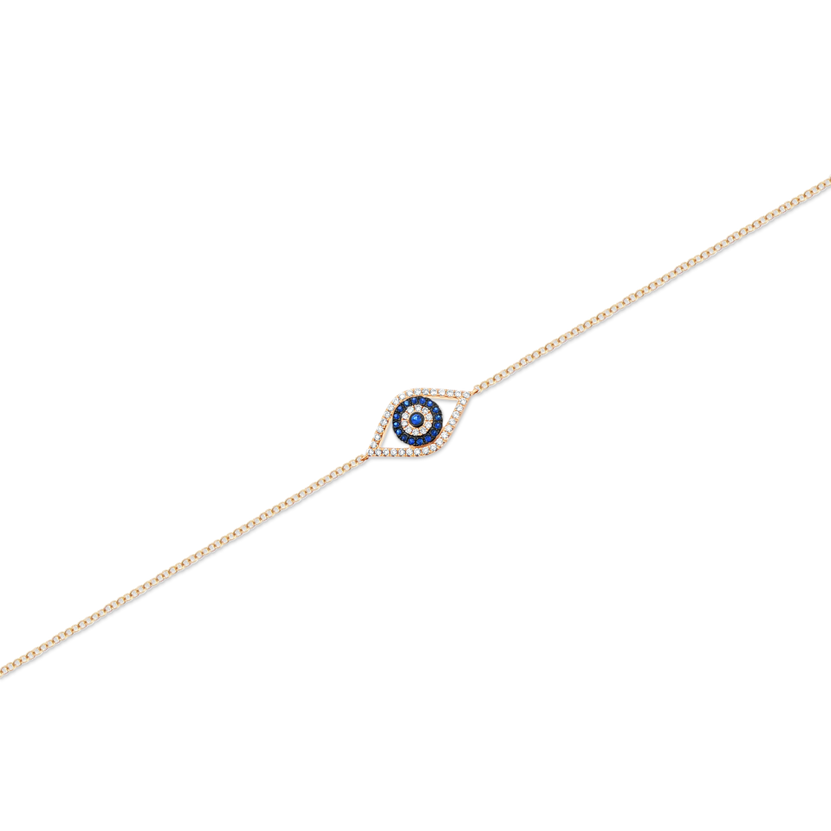 14k Yellow Gold Diamond and Sapphire Evil Eye Bracelet — photo 1 of 2