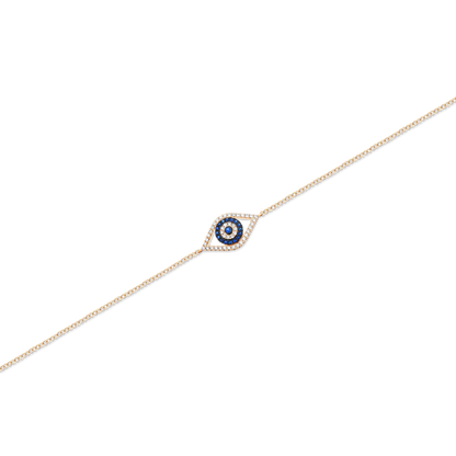 14k Yellow Gold Diamond and Sapphire Evil Eye Bracelet — photo 1 of 2