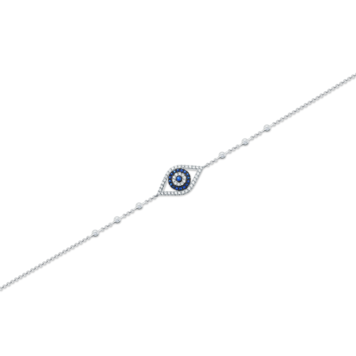 14k White Gold Diamond and Sapphire Evil Eye Bracelet — photo 1 of 2