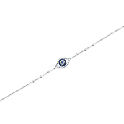 14k White Gold Diamond and Sapphire Evil Eye Bracelet — photo 1 of 2