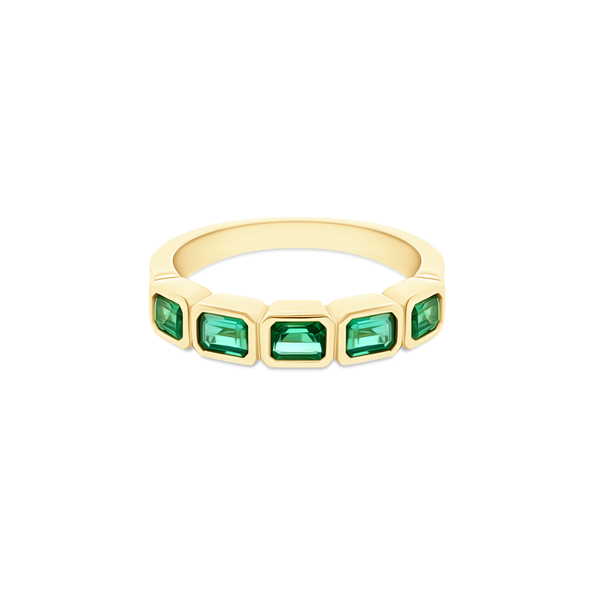 18k Yellow Gold Emerald Cut Gemstone Band - SKU 200-1761