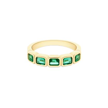 18k Yellow Gold Emerald Cut Gemstone Band - SKU 200-1761