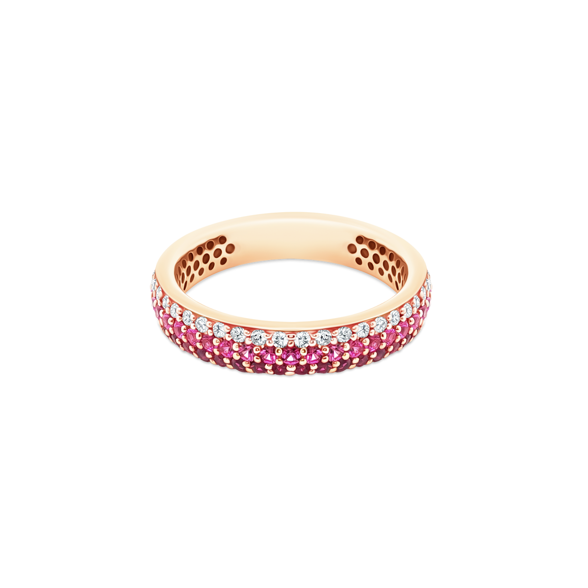 .21ct 18k Yellow Gold Diamond, Pink Sapphire, and Ruby Band - SKU 110-9002