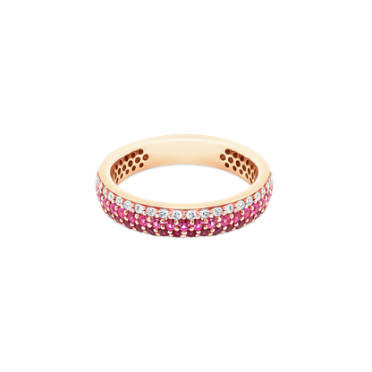 .21ct 18k Yellow Gold Diamond, Pink Sapphire, and Ruby Band - SKU 110-9002