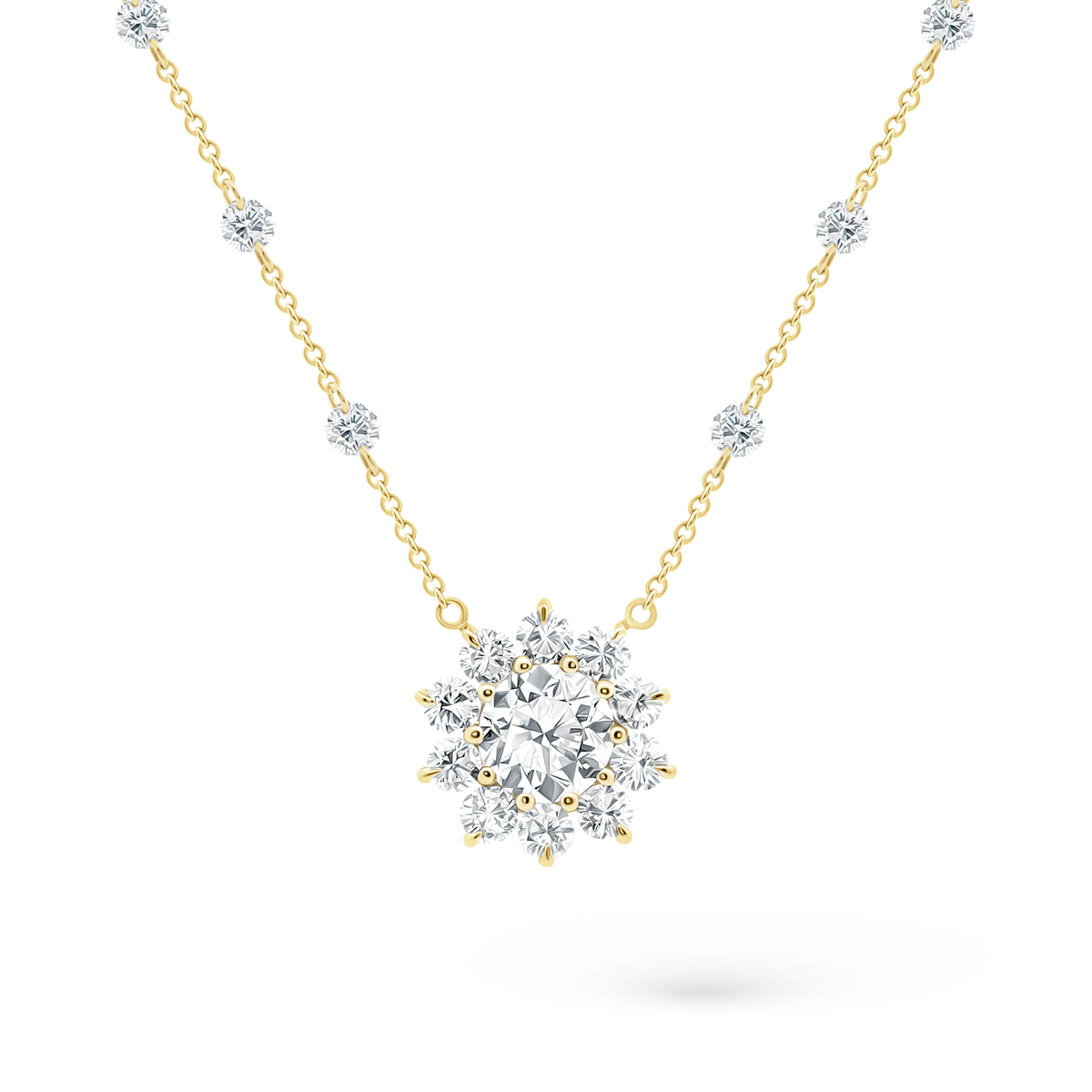 1.80ct 18k Yellow Gold Diamond Flower Pendant - SKU 160-5266