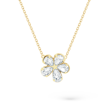 1.08ct 18k Yellow Gold Diamond Flower Pendant - SKU 160-5271