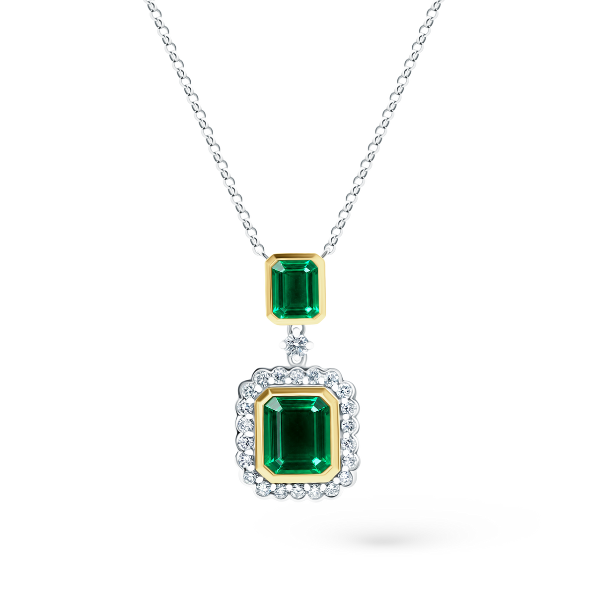 .46ct 18k Gold Diamond and Emerald Necklace - SKU 230-237