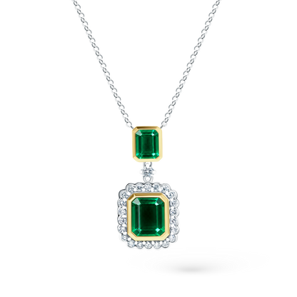 .46ct 18k Gold Diamond and Emerald Necklace - SKU 230-237