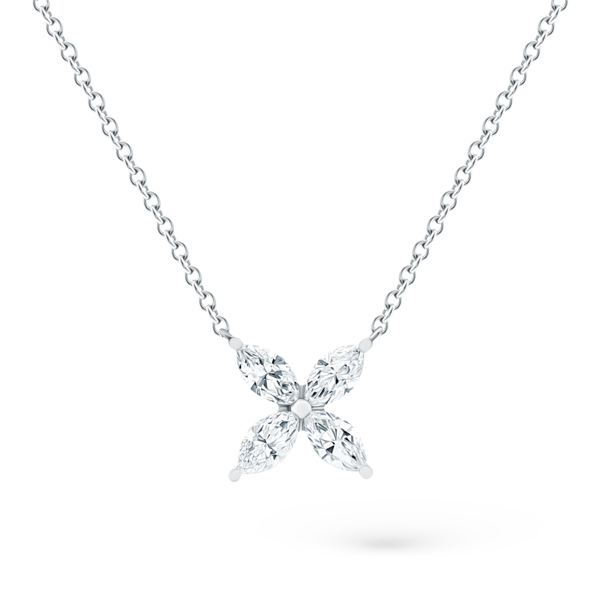 1.10ct 18k White Gold Diamond Flower Pendant - SKU 160-5264