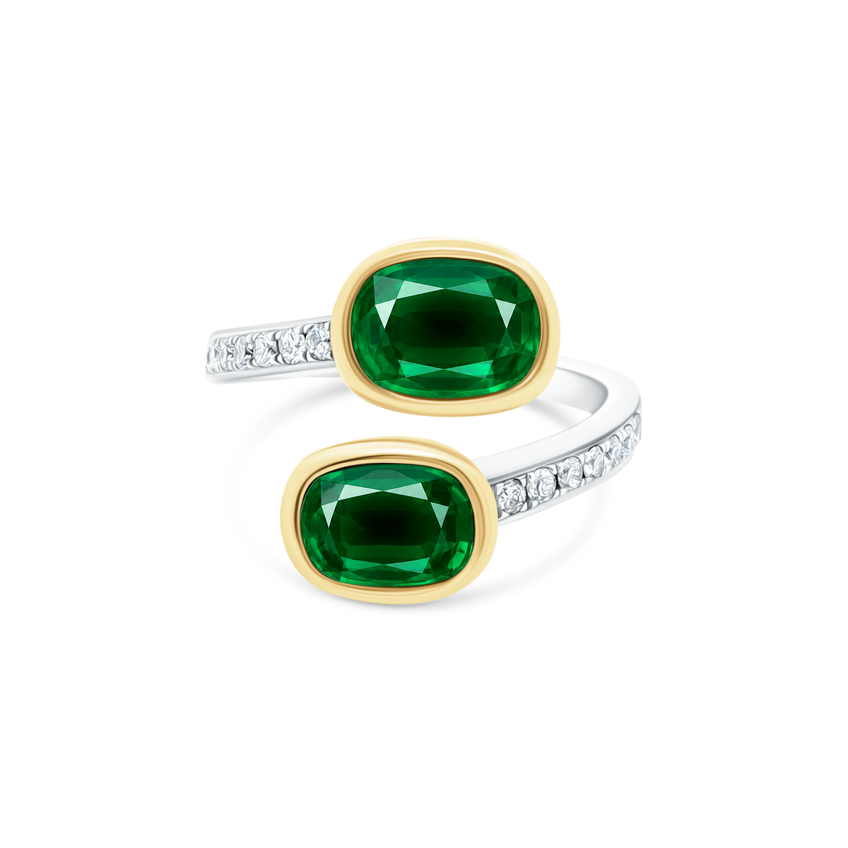 .22ct 18k Gold Diamond and Emerald Bypass Ring - SKU 200-1774