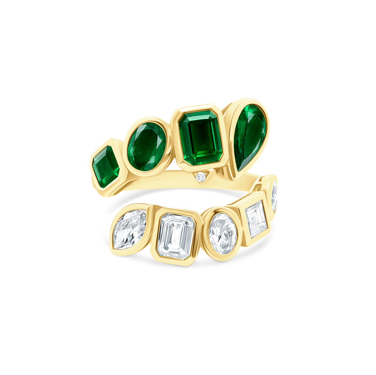 1.33ct 18k Yellow Gold Diamond and Emerald Ring - SKU 130-2066