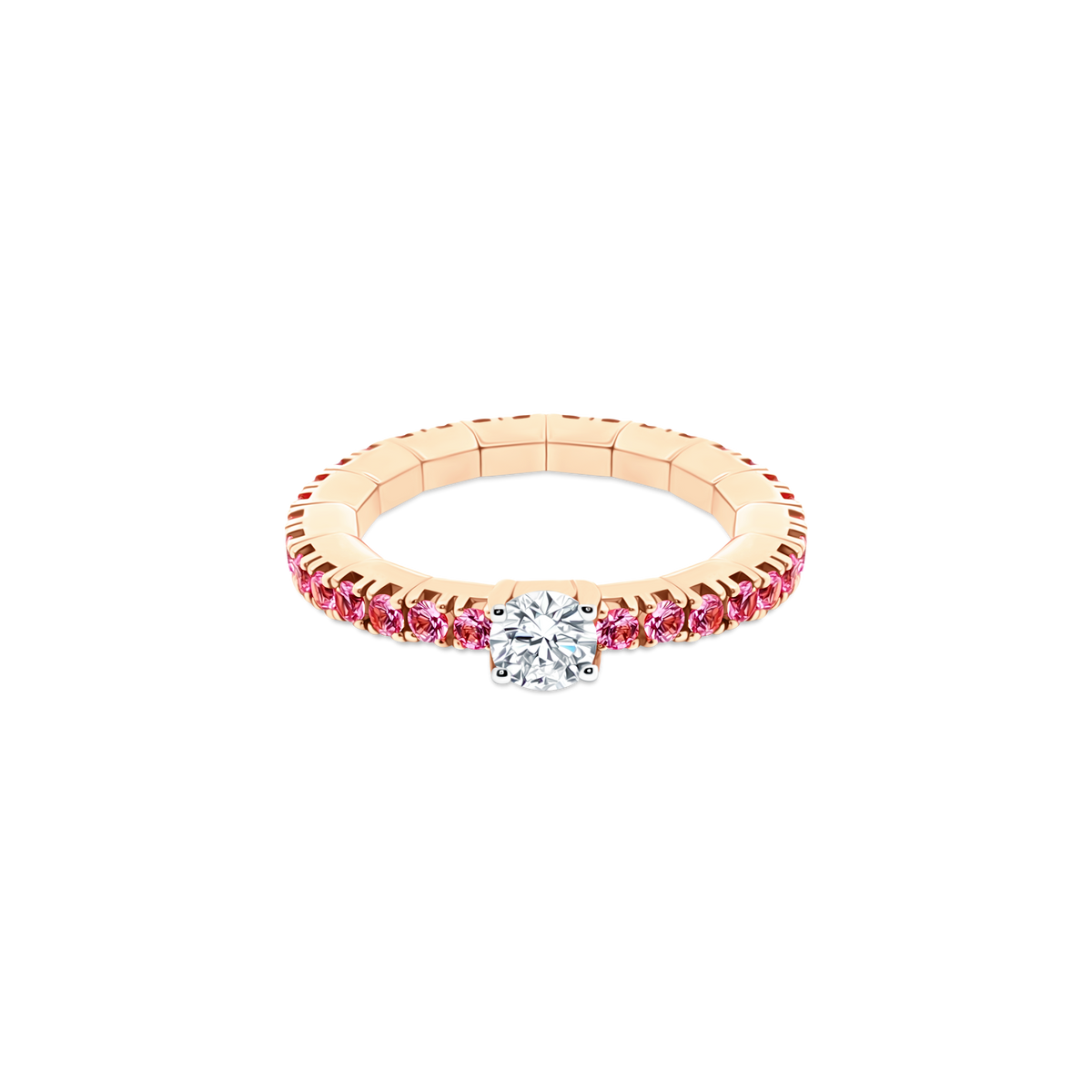 .31ct 18k Rose Gold Diamond and Pink Sapphire Stretch Band - SKU 200-1771
