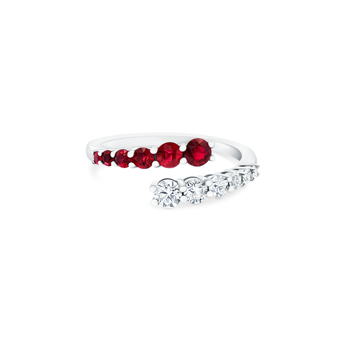 .34ct 18k White Gold Diamond and Ruby Bypass Ring - SKU 130-1976