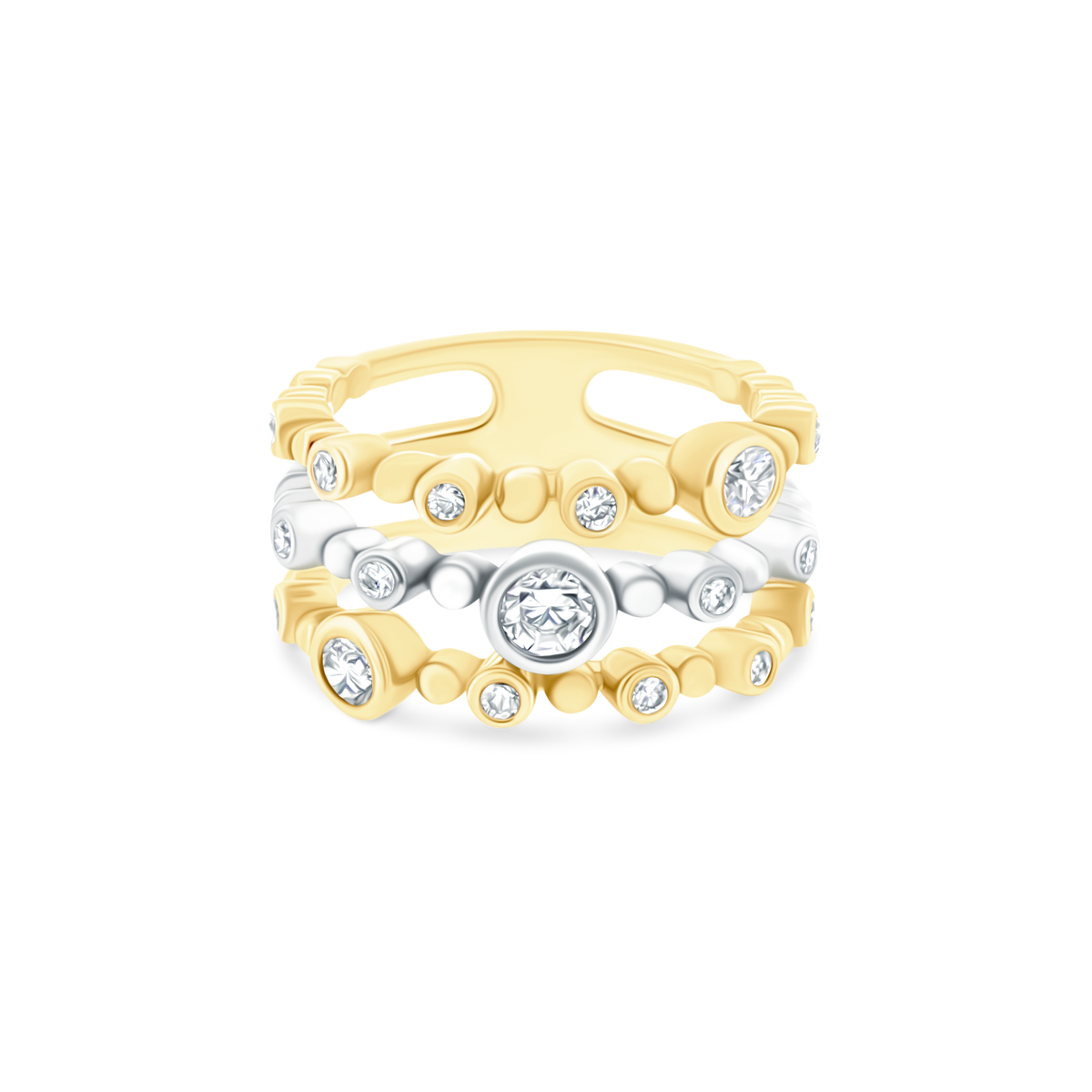 .66ct 14k Gold Diamond Triple Band - SKU 130-2034