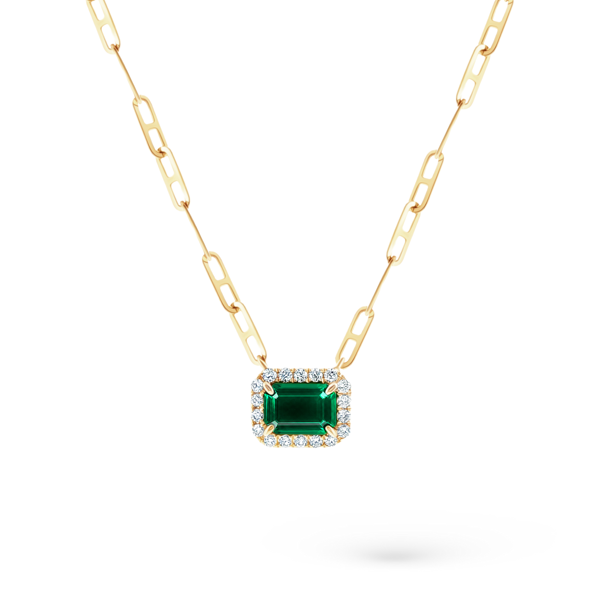 .16ct 14k Yellow Gold Diamond and Emerald Necklace - SKU 235-172