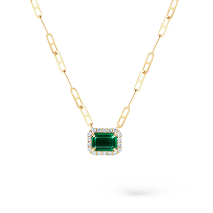 .16ct 14k Yellow Gold Diamond and Emerald Necklace - SKU 235-172
