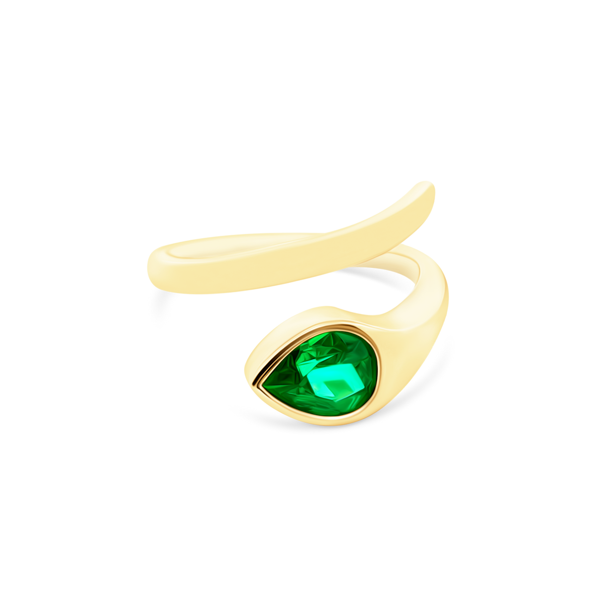 18k Yellow Gold Emerald Snake Ring - SKU 200-1782