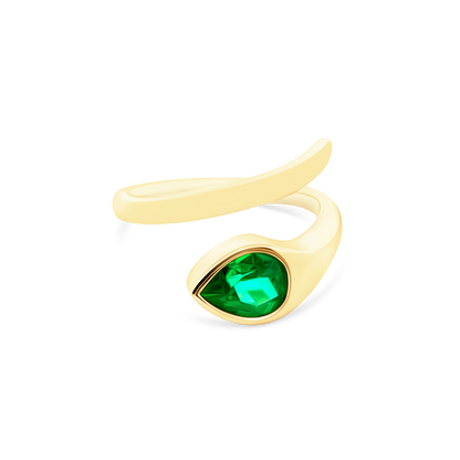 18k Yellow Gold Emerald Snake Ring - SKU 200-1782