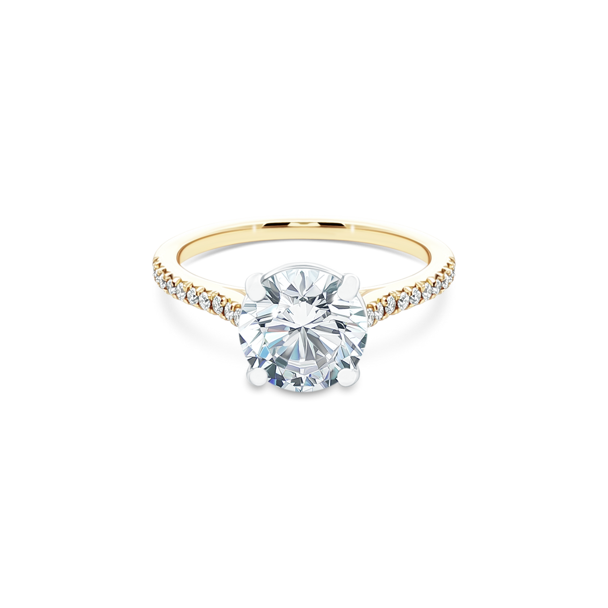 Precision Set Round Cut Diamond Pave Engagement Ring — photo 1 of 3