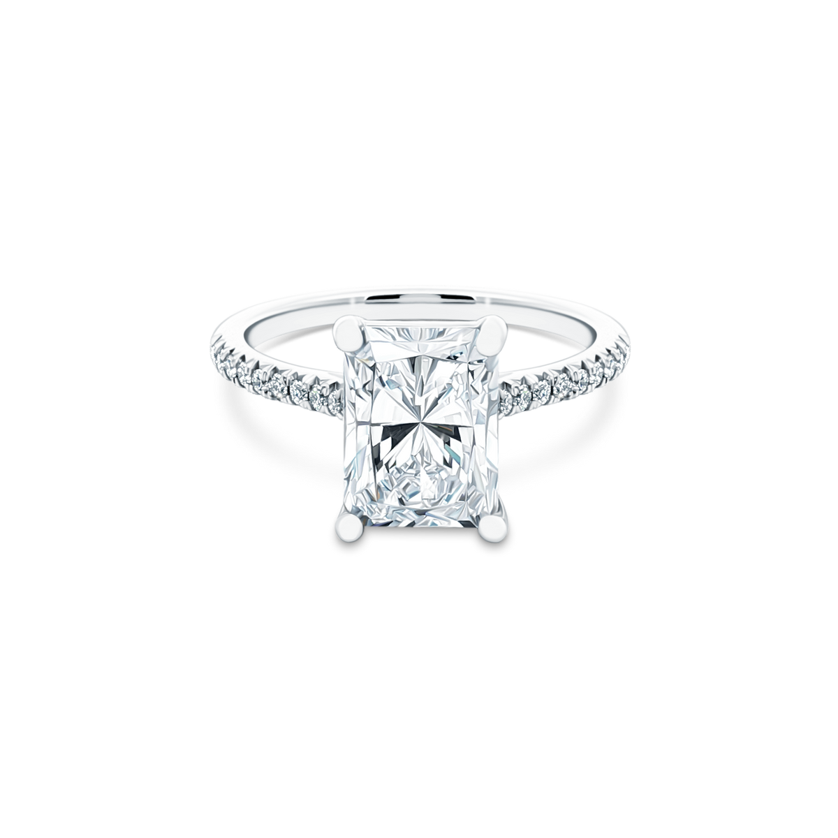 Precision Set Radiant Diamond Pave Engagement Ring — photo 1 of 2