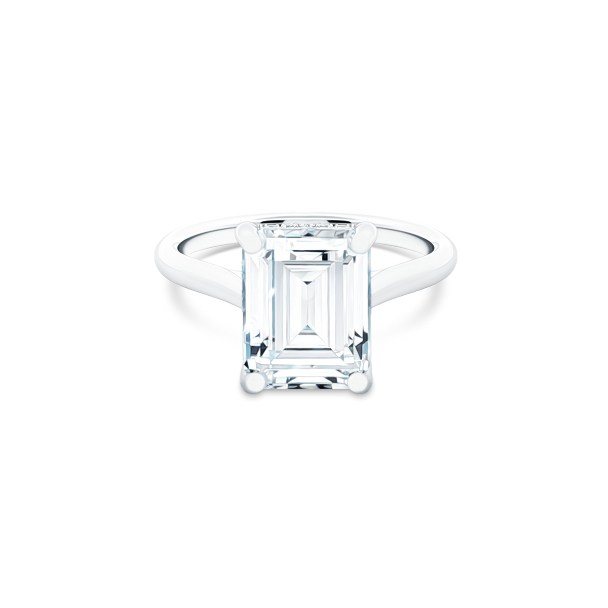 Precision Set Emerald Solitaire Diamond Engagement Ring — photo 1 of 3
