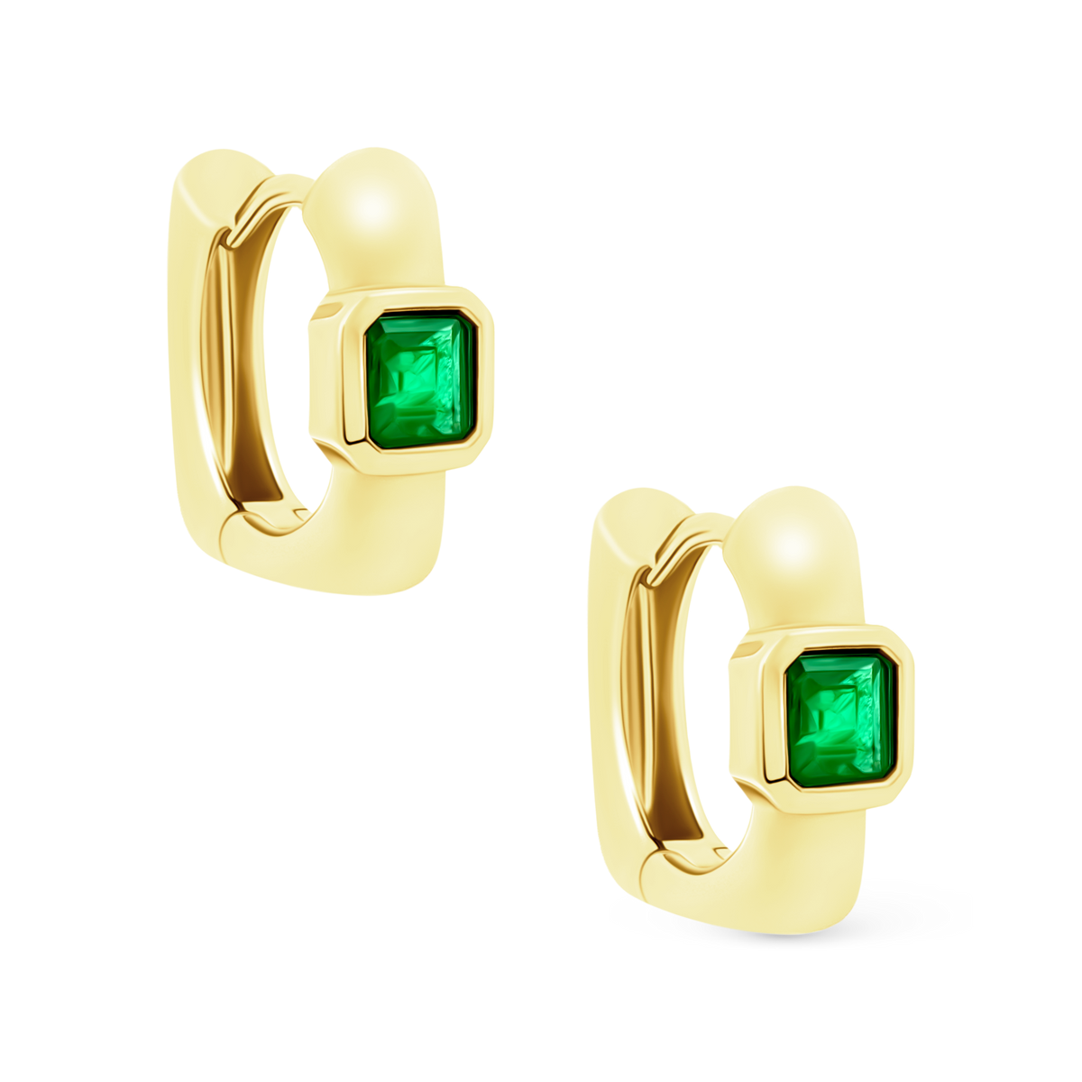 18k Yellow Gold Emerald Huggys — photo 1 of 3