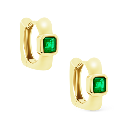18k Yellow Gold Emerald Huggys — photo 1 of 3