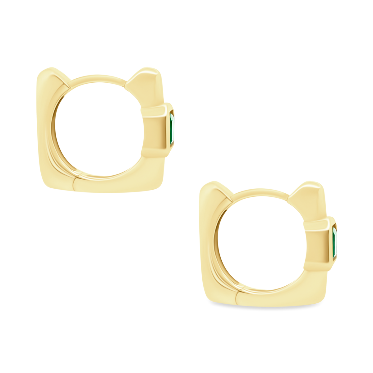 18k Yellow Gold Emerald Huggys — photo 3 of 3