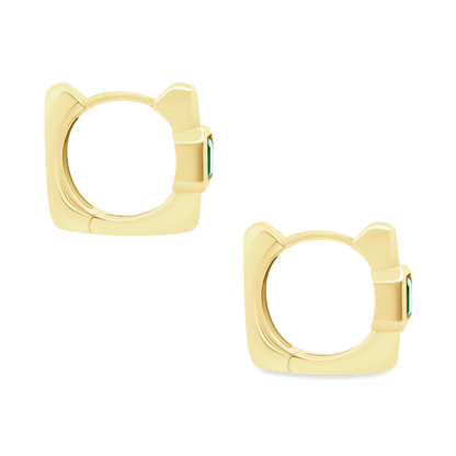 18k Yellow Gold Emerald Huggys — photo 3 of 3