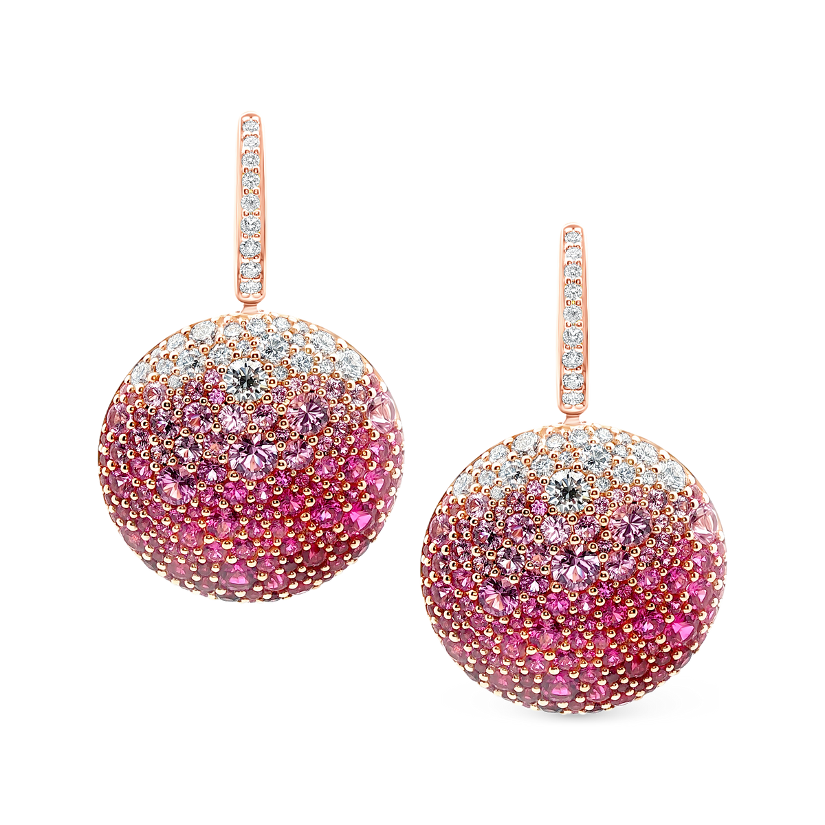 18k Rose Gold Diamond, Ruby and Pink Sapphire Earrings — photo 1 of 2