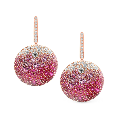 18k Rose Gold Diamond, Ruby and Pink Sapphire Earrings — photo 1 of 2