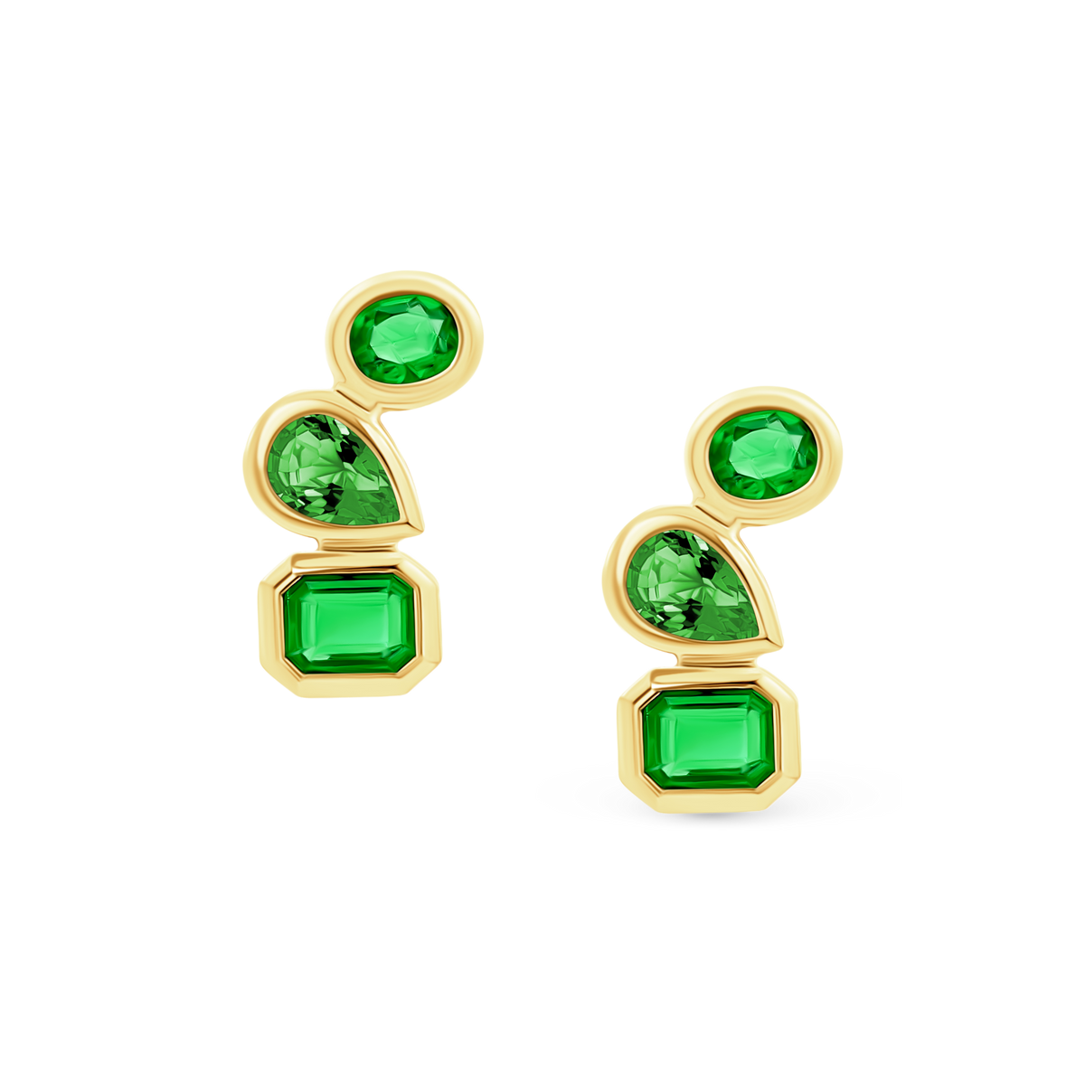 1.57ct 18k Yellow Gold Emerald Fashion Studs — photo 1 of 2