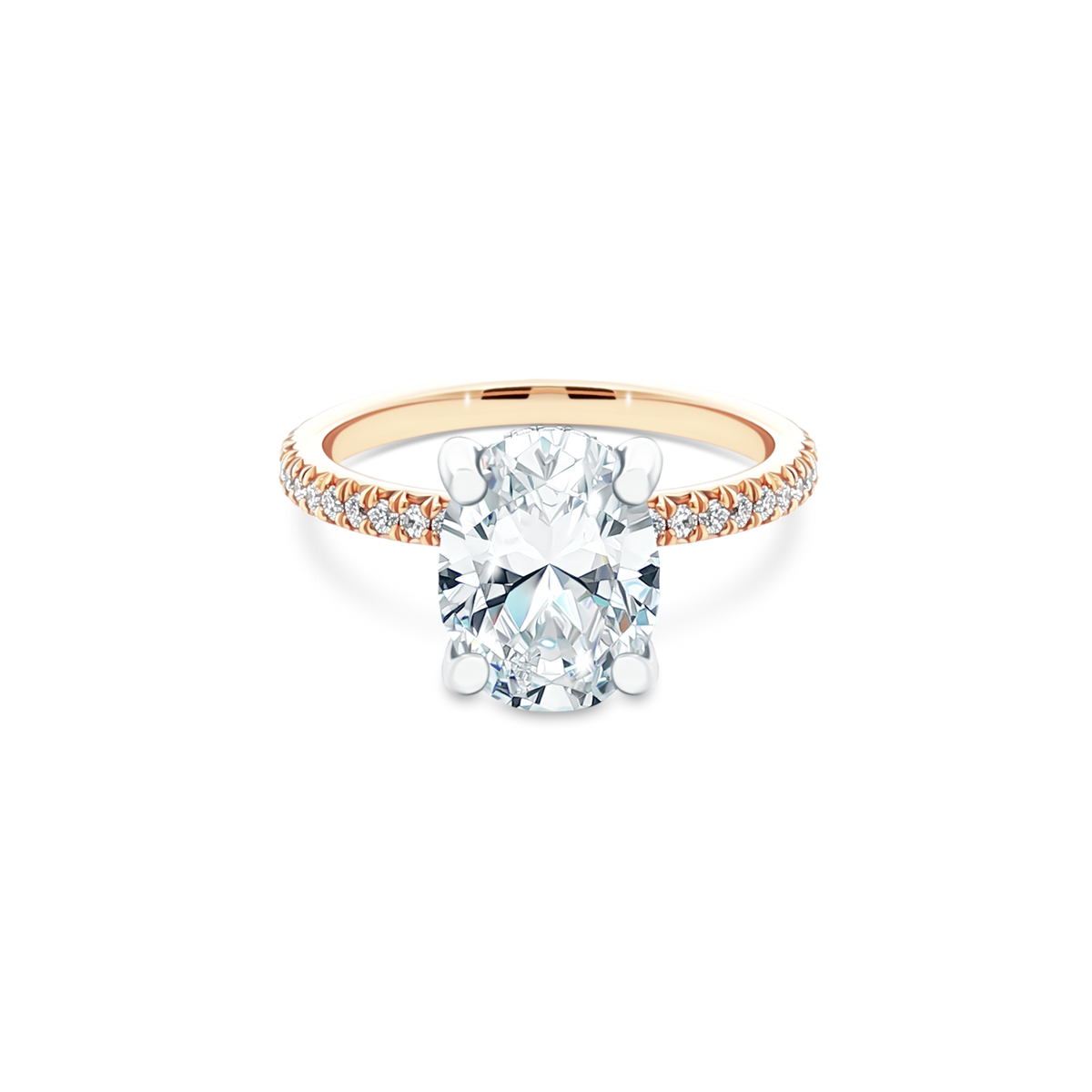 Precision Set Oval Diamond Pave Engagement Ring — photo 1 of 3