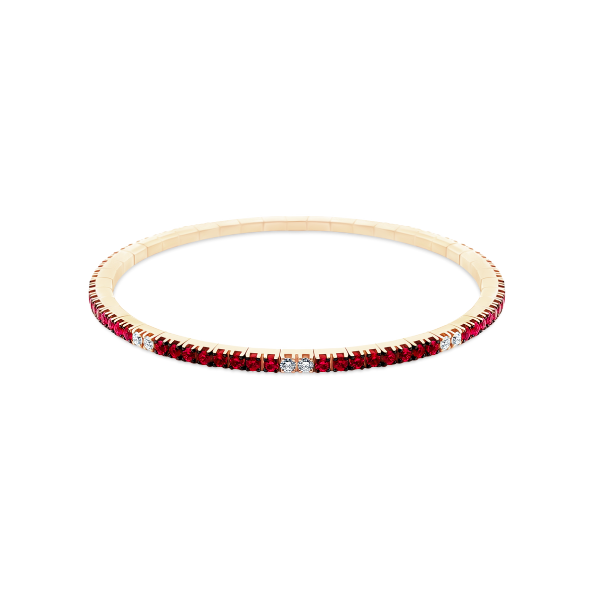 18k Rose Gold Diamond and Ruby Stretch Bracelet — photo 1 of 1