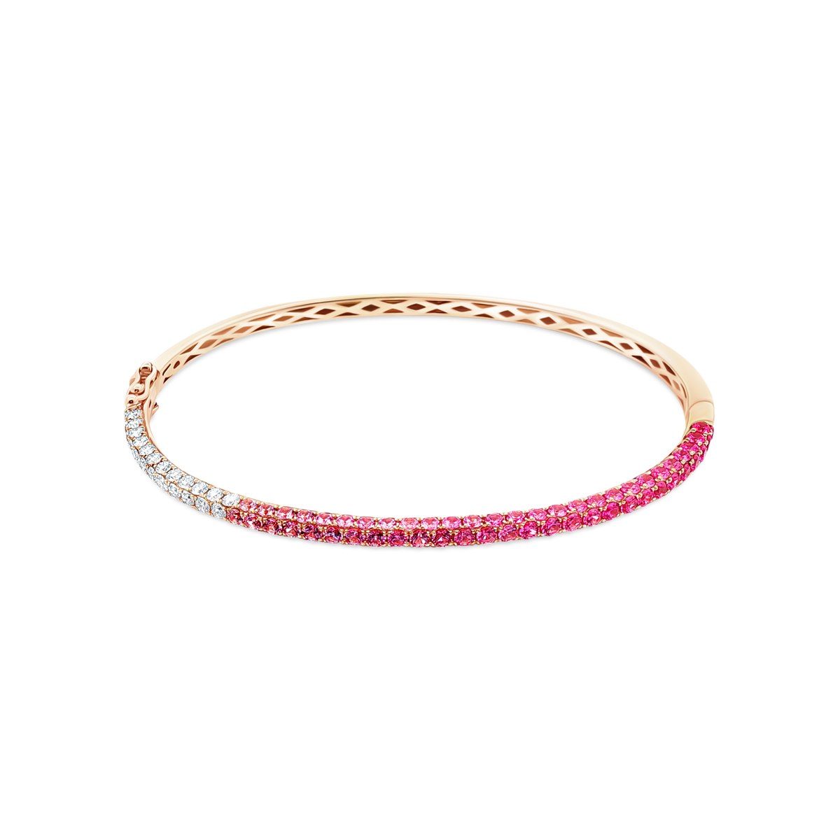 18k Rose Gold Diamond and Pink Sapphire Ombre Bangle — photo 1 of 2