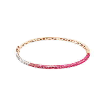 18k Rose Gold Diamond and Pink Sapphire Ombre Bangle — photo 1 of 2