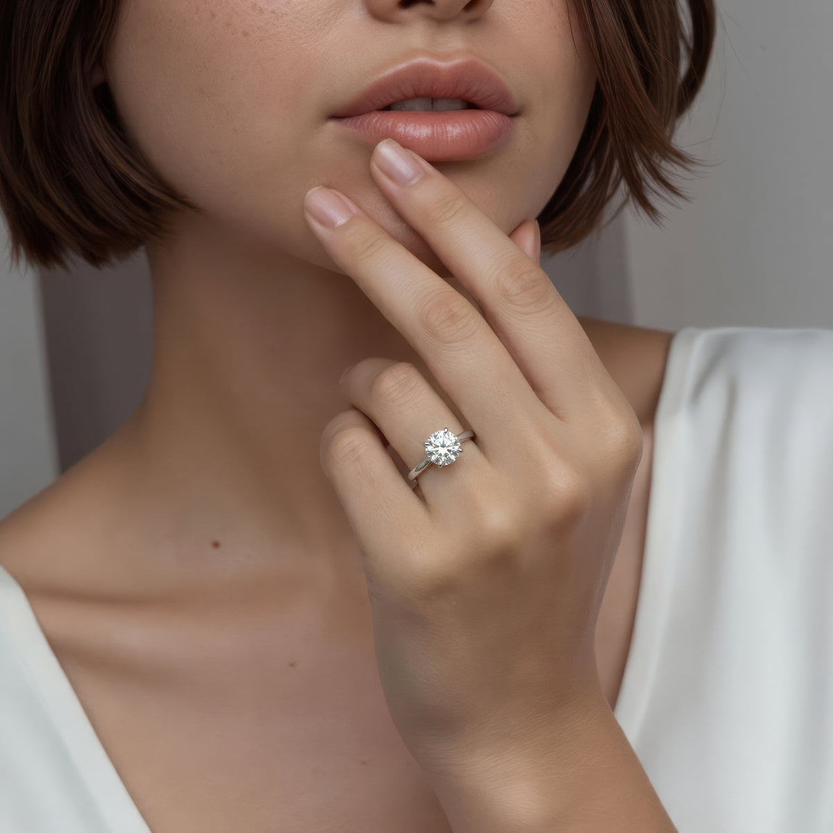 Precision Set Round Solitaire Diamond Engagement Ring — photo 2 of 3