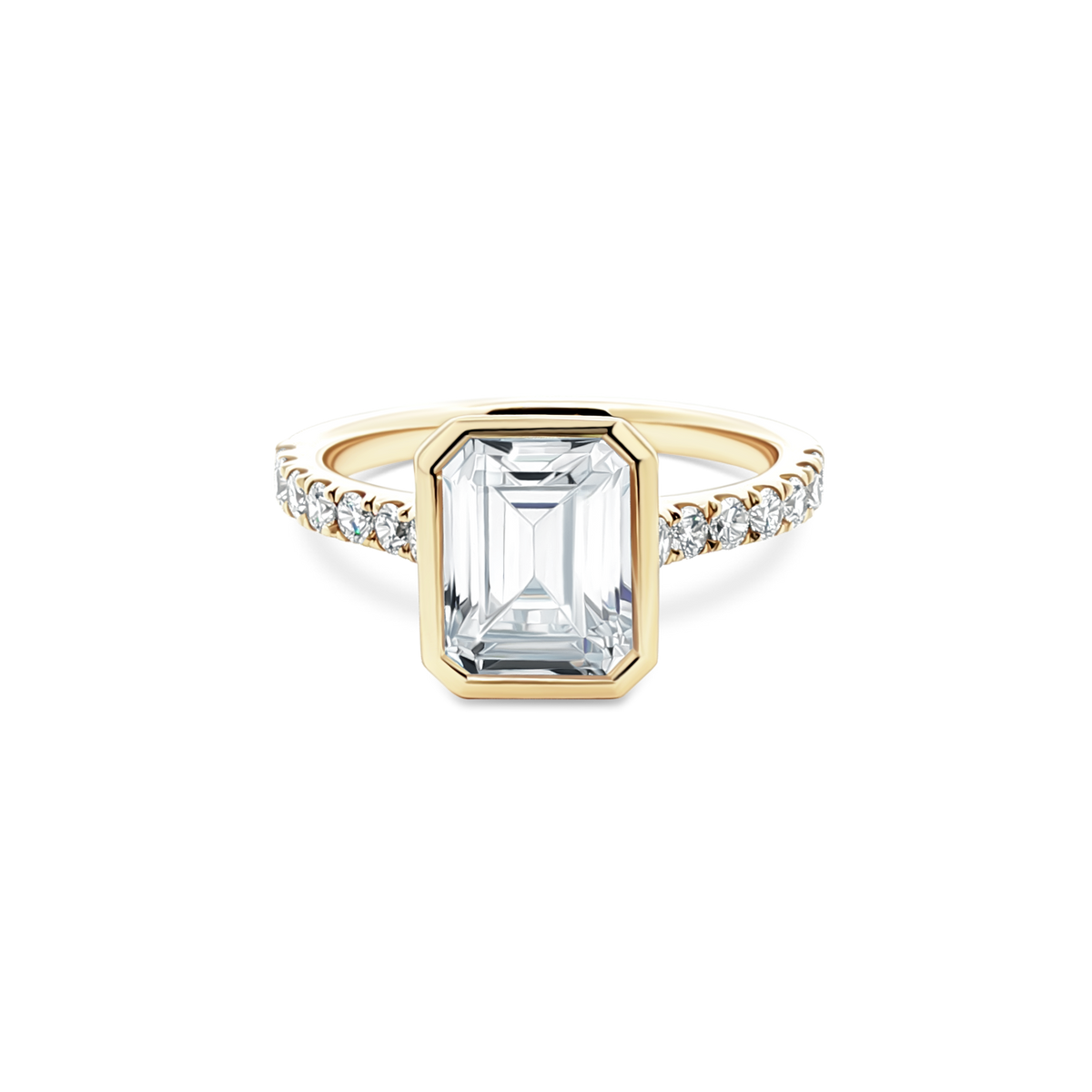 Signature Emerald Diamond Bezel Engagement Ring — photo 1 of 3