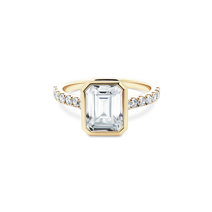 Signature Emerald Diamond Bezel Engagement Ring — photo 1 of 3