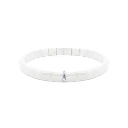 White Ceramic Stretch Bracelet With 14k White Gold — photo 1 of 2