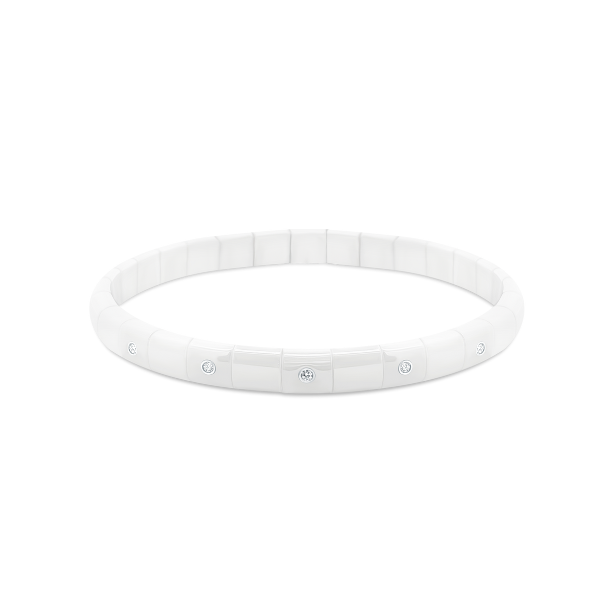 White Ceramic Stretch Bracelet With Diamonds — photo 1 of 2