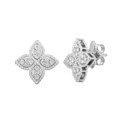 Roberto Coin Princess 18K Gold Diamond Flower Stud Earrings — photo 1 of 2