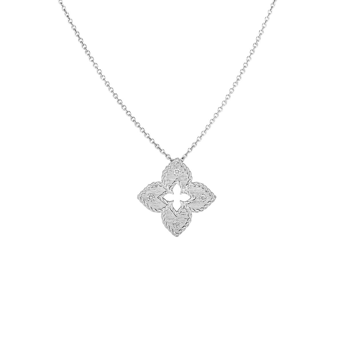 Roberto Coin Venetian Princess 18K Gold Diamond and Satin Flower Necklace — photo 2 of 3