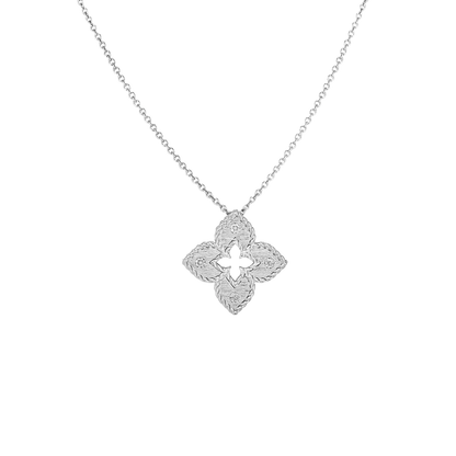 Roberto Coin Venetian Princess 18K Gold Diamond and Satin Flower Necklace — photo 2 of 3
